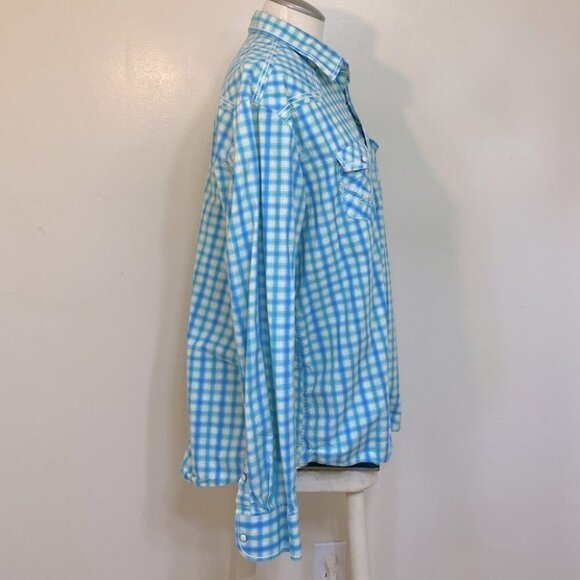 Panhandle Slim Fit Light Blue Yellow plaid Pearl Snap Flip Cuff  XL - Picture 10 of 11